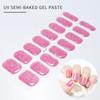 16Tips UV Semi-Cured Gel Nail Art Stickers Combo Pack Glitter High-Gloss Water-Proof Polish Wraps Full Cover Manicure Nails