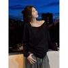 Dames Off Shoulder Lange Mouwen Losse Pasvorm T-shirt Effen Kleur Casual Herfst Top