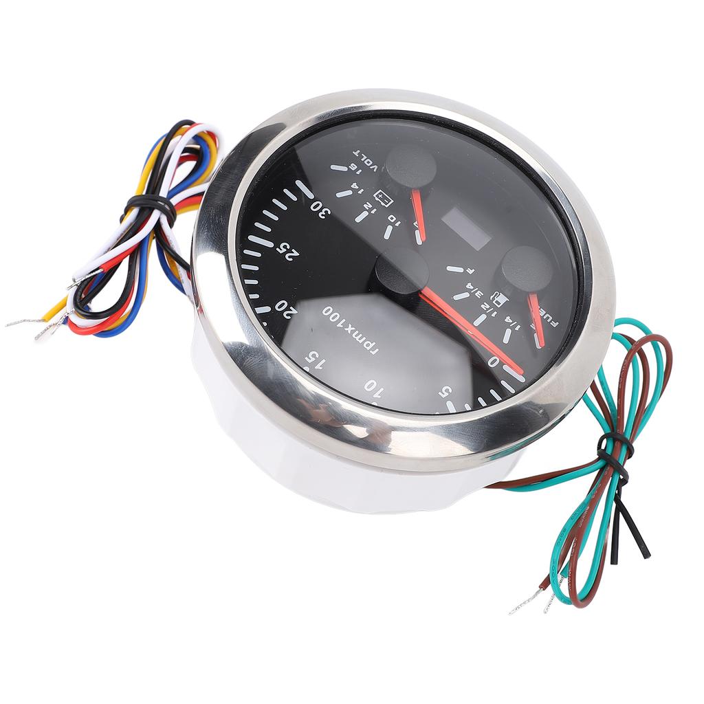 85mm 3 in 1 Speedometer 3000rpm Tachometer 8 to 16V Voltmeter 7 Colors Backlight E-1Celsius4-1Celsius2-3Celsius4-F Fuel   Gauge for RV Yacht Truck