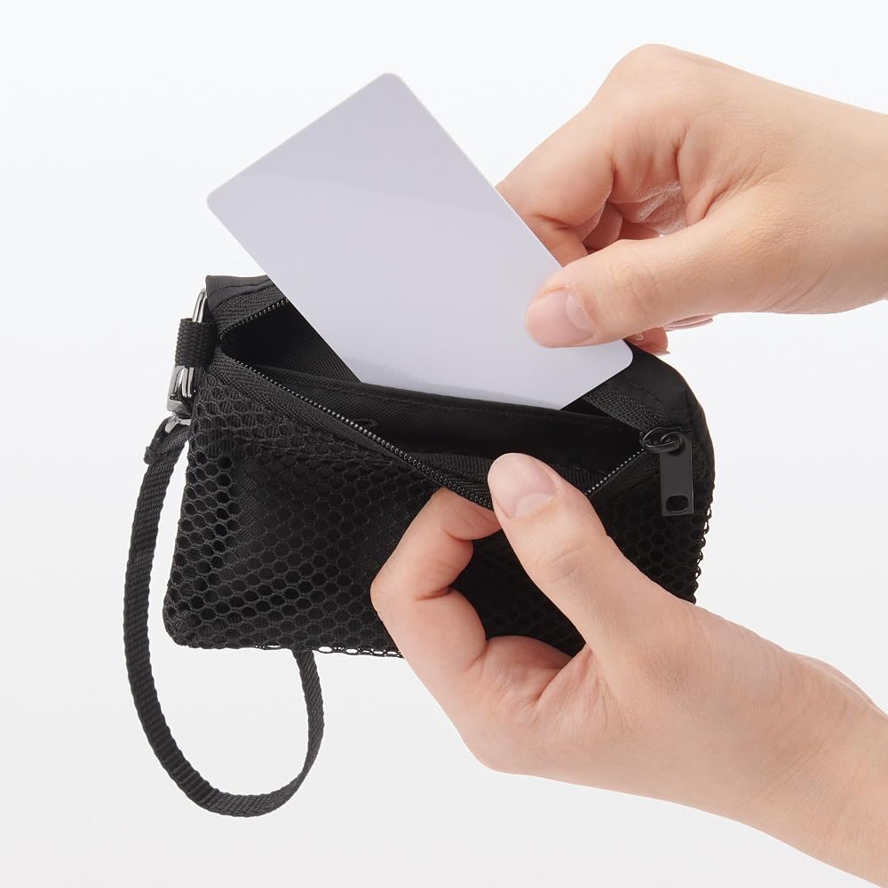 Muji Polyester Card Case Black 8x12cm Compact Durable Storage Solution
