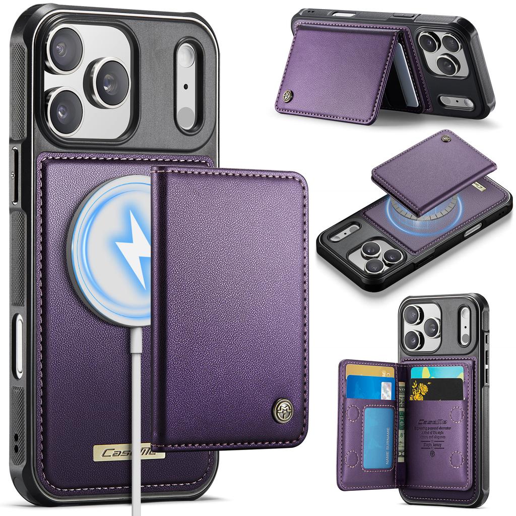 For iPhone 17 Pro Max Magnetic Case CASEME ME80 Series Leather PC TPU Phone Cover with Detachable Wallet
