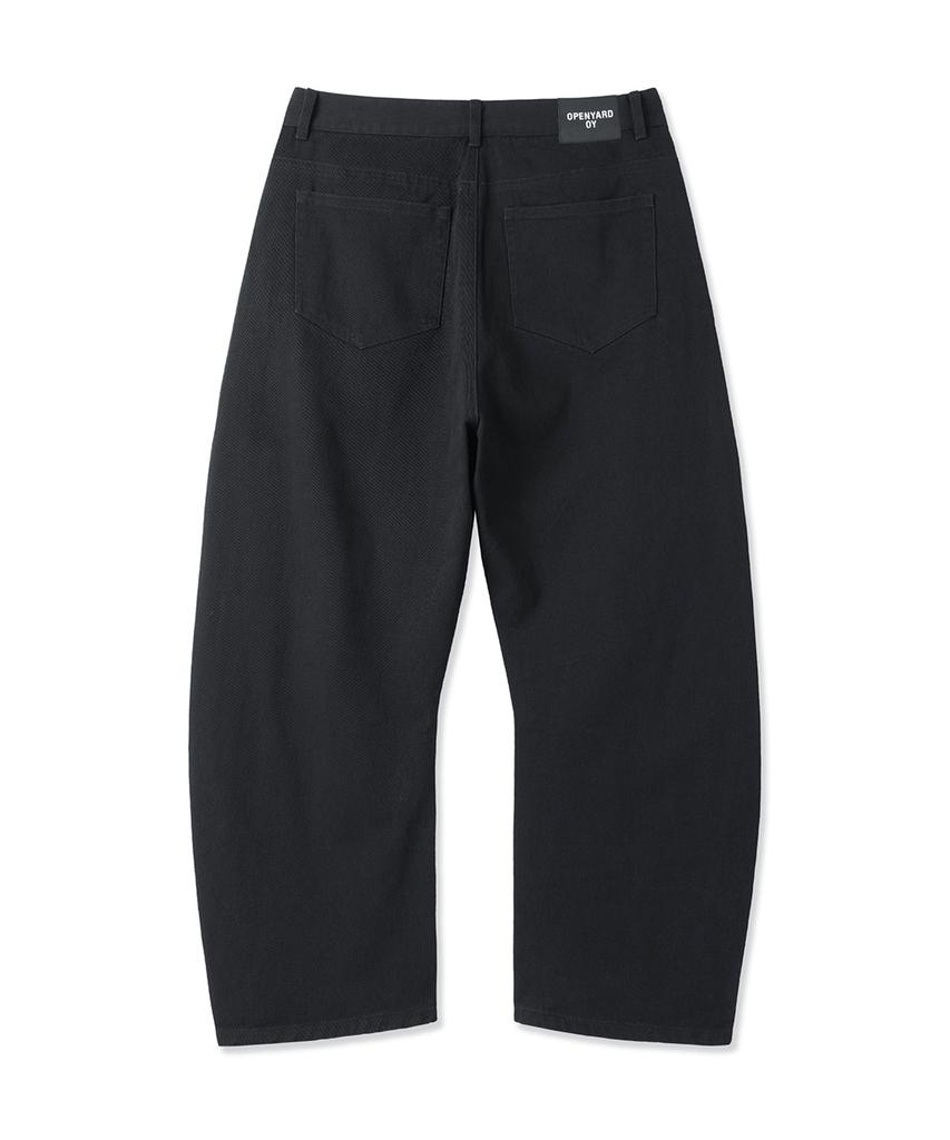 Opeunyadeu(Owai) Star Rivet Relaxed Curved Pants - Black