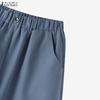 ZANZEA Women Casual Elastic Waist Solid Color Loose Long Pants