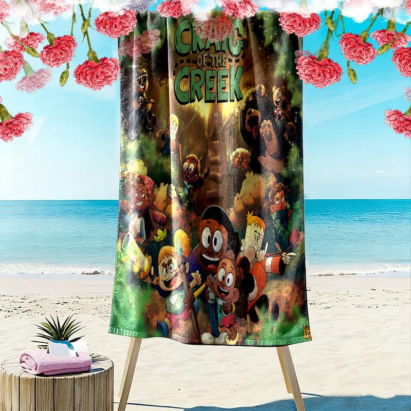Creek Hideout Print Beach Towel, Large Soft Quick Dry Towel for Beach Camping Swimming