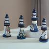 Figurine de phare en bois, Phare nautique fait main Décoration de plage, Décor de table côtier blanc et bleu pour la maison, le salon