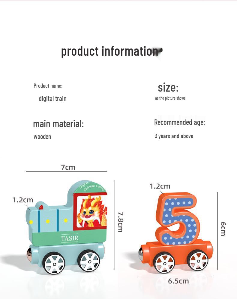 Wooden Magnetic Number Train: Educational Toy for Kindergarten & Early Learning