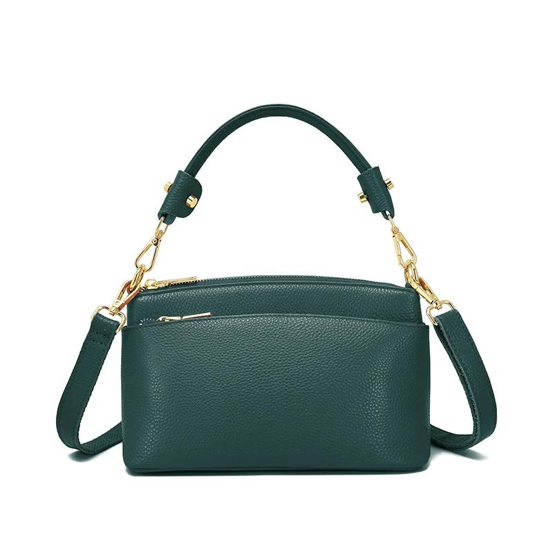 Women Cowhide Genuine Leather Shoulder Bag Lady Luxury Designer Fashi Retro Bags Female Cow Real Leather Handbag for Ladies