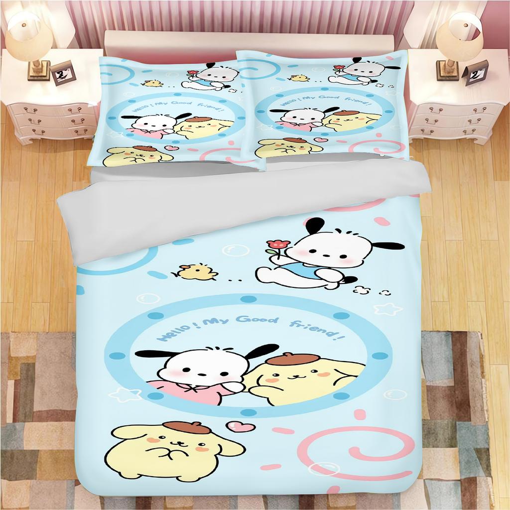 Sanrio Pochacco Duvet Cover Set Comforter Bedding 3D Children'S Bedding Set 3-Piece 1 Quilt Cover King Size