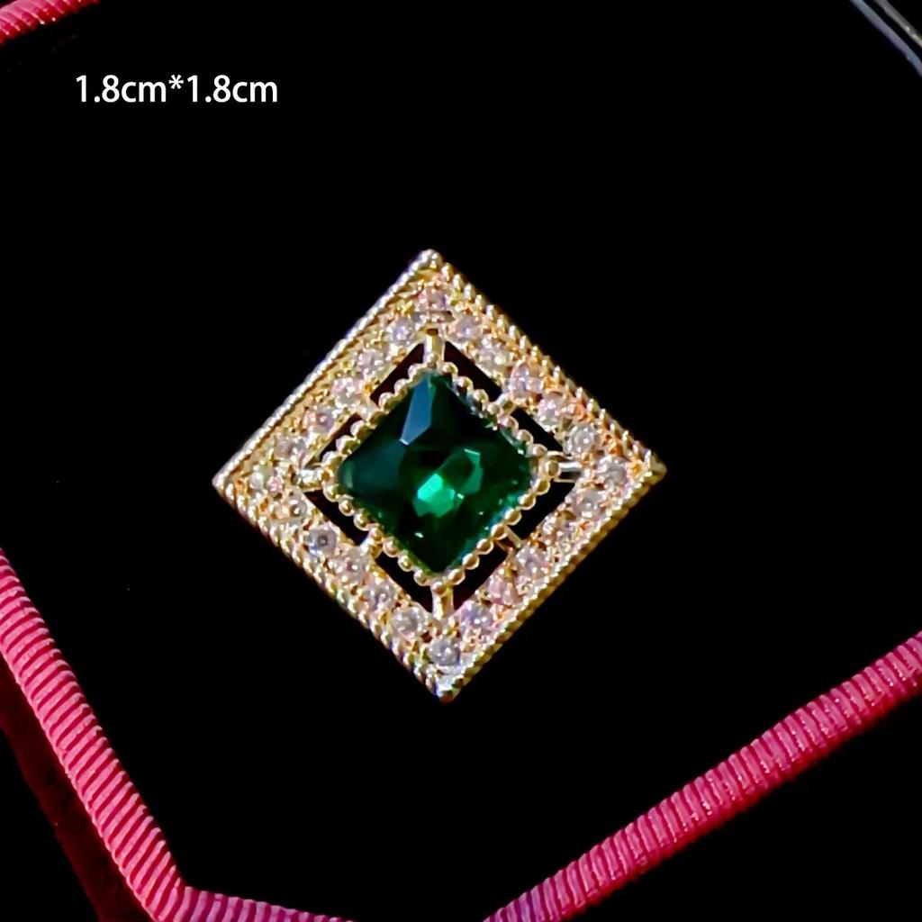 Fashion Small Flower Brooches Pins Luxury Micro-zircon Personality Snowflake Corsage Emerald Geometry Badge Female Accessories