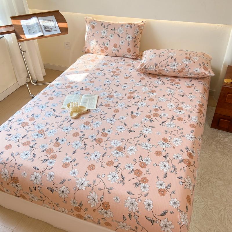 1 Stück Spannbettlaken Bedruckter Bettbezug Elastische Bettlaken für Zuhause Matratzenschoner Floraler Stil Bettwäsche (Kein Kissenbezug)