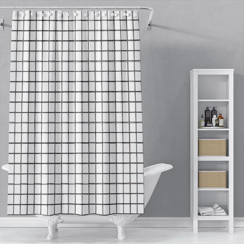The New Isn Simple Nordic Black And White Line Draft Shower Curtain Toilet Partition Hanging Cloth Window Shading