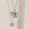JWER Trendy Bling Moonstone Star Cross Pendant Necklace for Women Punk Hip Hop Star Chain CrystalNecklace Party Jewelry Gift