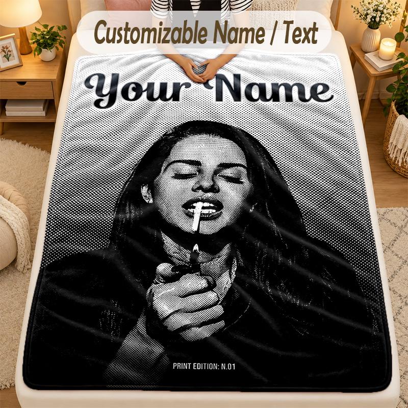 Flannel BlanketLana Del Rey Custom Name Text Personalized Soft Warm Throw Blanket Home Decor Gift