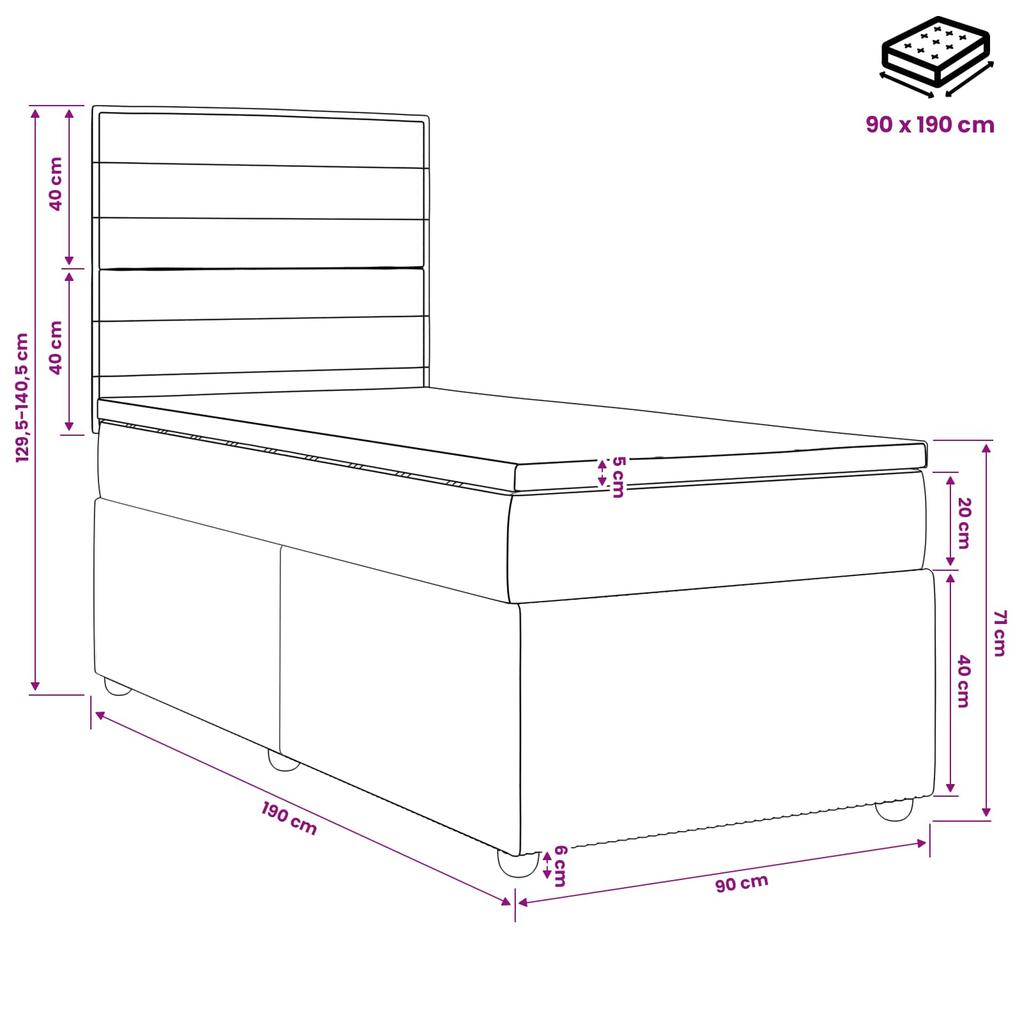 Box Spring Bed with Mattress Dark Brown 90 x 190 cm Fabric