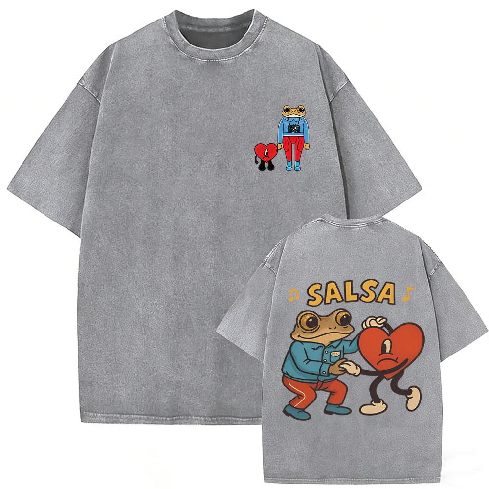 Vintage Acid Washed Rapper Bad Bunny Tshirt Debi Tirar Mas Fotos DTMF Tshirts Men Women Hip Hop Retro Short Sleeves T Shirts