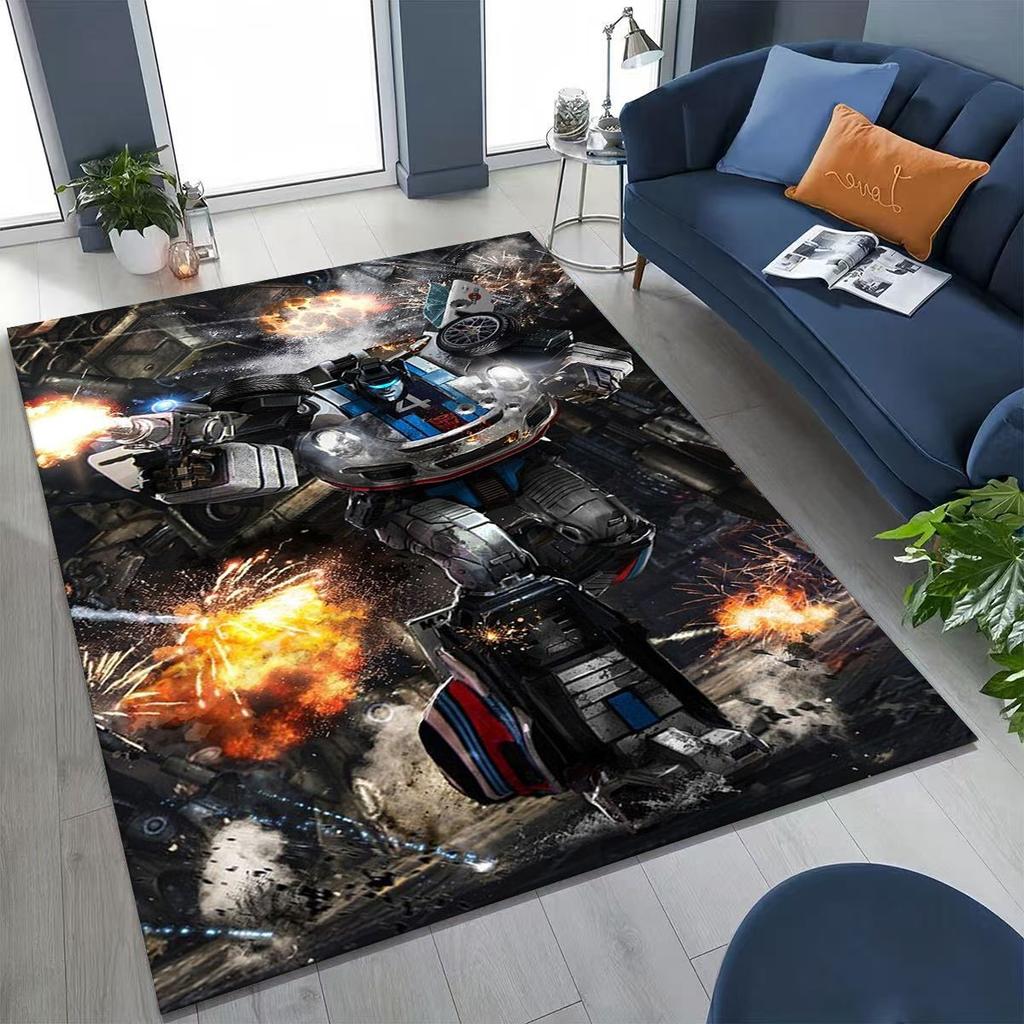 Cartoon T-Transformers Autobots Optimus Prime Rug for Bedroom Living Room Sofa Home Doormat Decor, Large Kids Non-slip Floor Mat