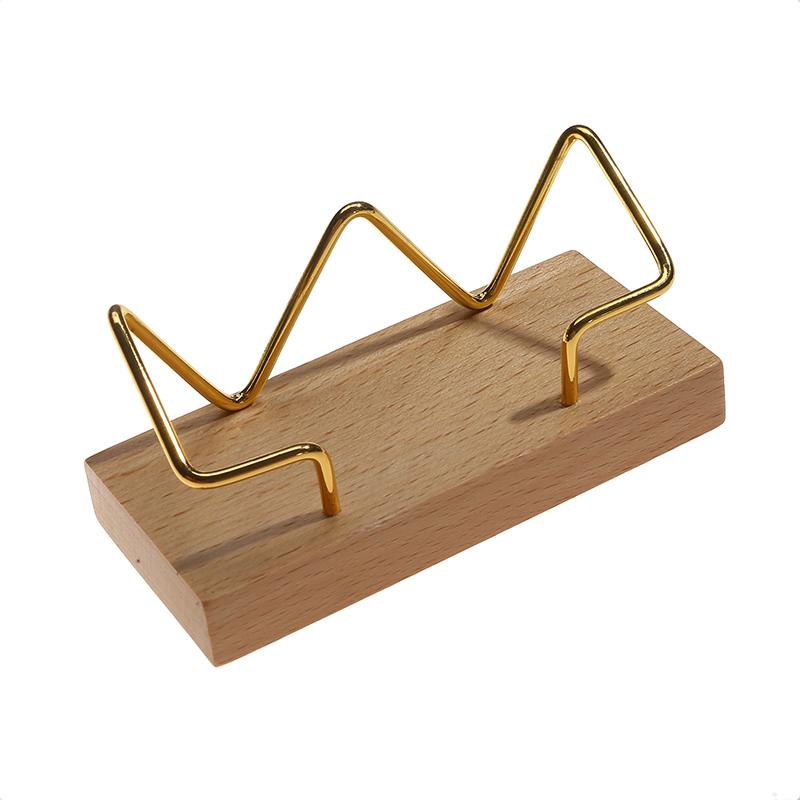 Card Storage Business Card Holder Walnut Wood Tabletop Shelf Wooden Card Rack Beech Wood Metal Cards Display Stand