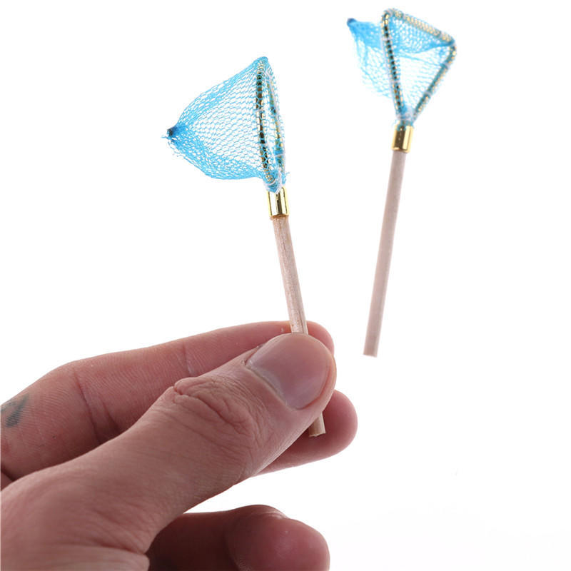Dollhouse Miniature Wood Fishing Net Life Scene Decoration Outdoor Sports Toy