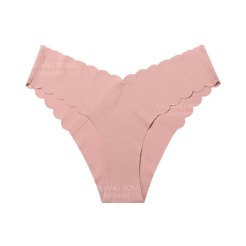 

Wave seamless ice silk underwear women s V-shaped low-waist quick-drying breathable one-piece hip-lifting large-size briefs XL рожевий