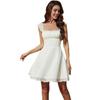 European and American dress temperament lace pleated short square neck suspender skirt women's splicing design