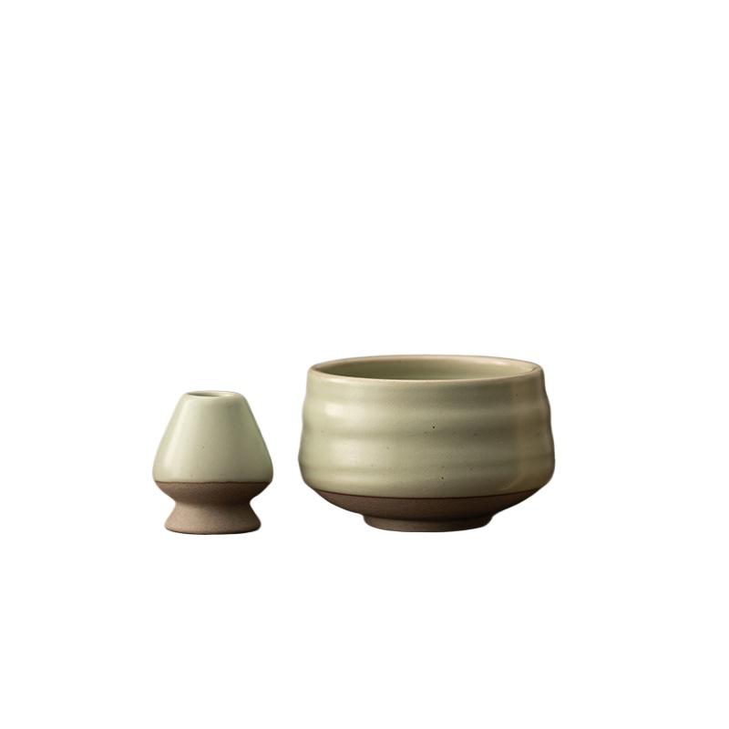 2PCS Japanese Matcha Tea Set Bamboo Tea Brush Ceramic Tea Bowl Composition Chinese Traditional Handmade Tea