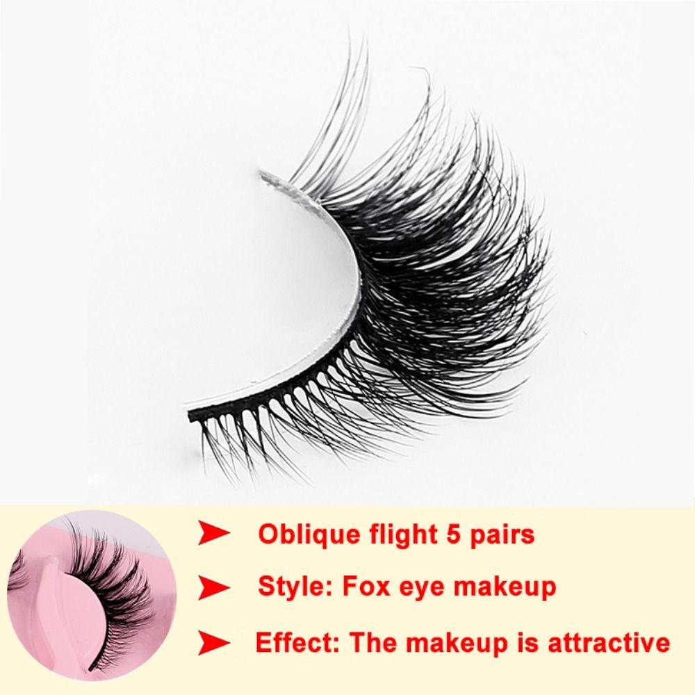 5Pairs Faux Mink Individual False Eyelashes Oblique Flight Clusters False Lashes  Makeup Tools