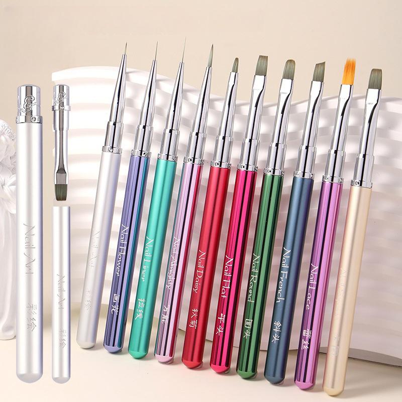Nail Uv Gel Nail Brush Liner Diy Painting Pen Manicure Metal Drawing Brush For Nail Art Design Nails Tip Display Painting Tool