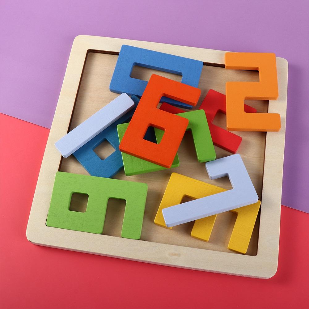 Thinking Training Number 3D Wooden Blocks Puzzle Colorful Interesting Parent-child Toy