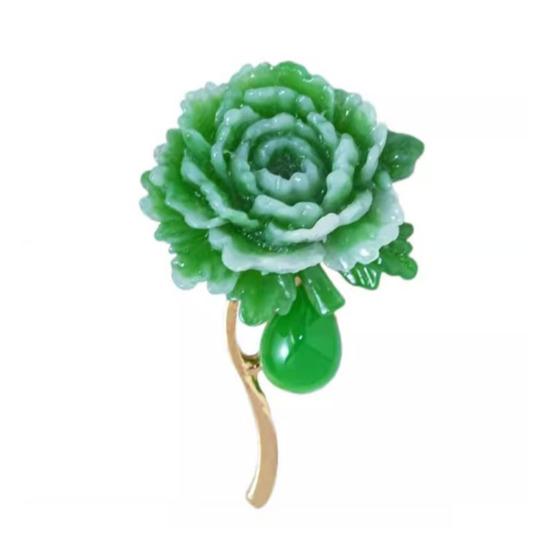 Брошь Пион Брошь-булавка Цветок из смолы Ретро Пион Нагрудный знак Модный аксессуар 1pc