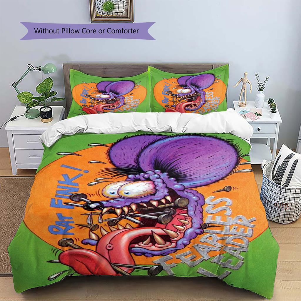 Cartoon Pattern Bedding Quilt Set Quilt Cover Pillowcase Home Decoration Birthday Gift (1 * duvet cover + 2 * pillowcase, without core)