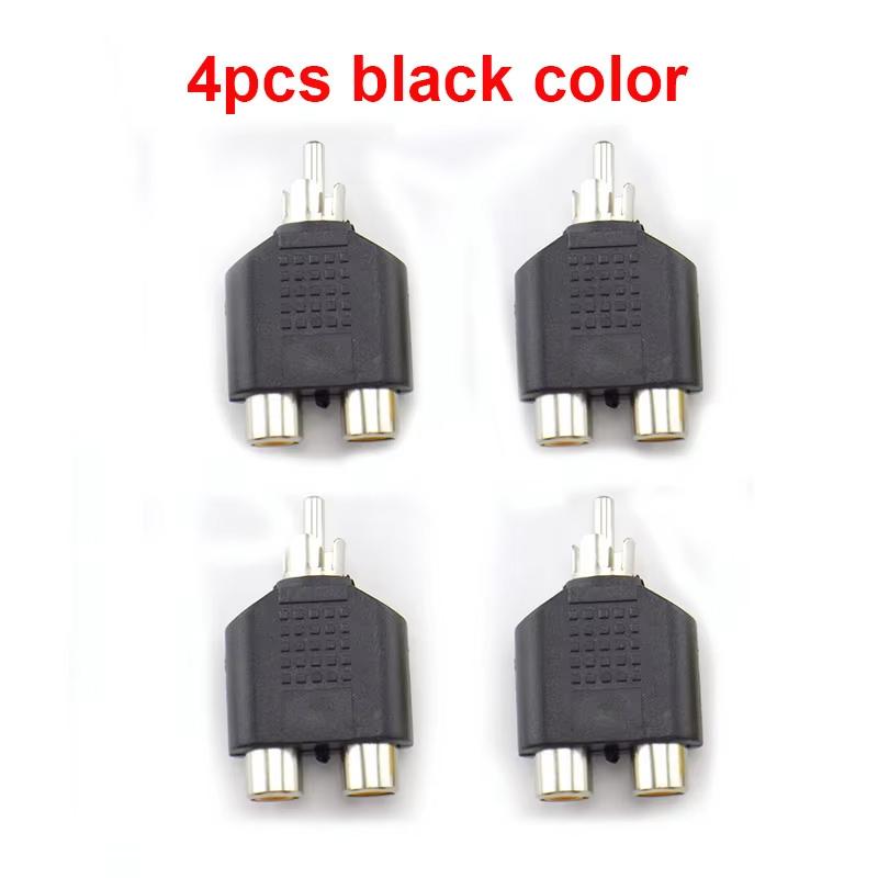 

4 Pcs/lot RCA Connector Y Splitter AV Audio Video Plug Converter 1 Male to 2 Female Adapter Kit AV Jack RCA Plug To Double Cable