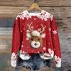 Women's Fashion Christmas Printed Long Sleeve Loose Round Neck Sweatshirt Top