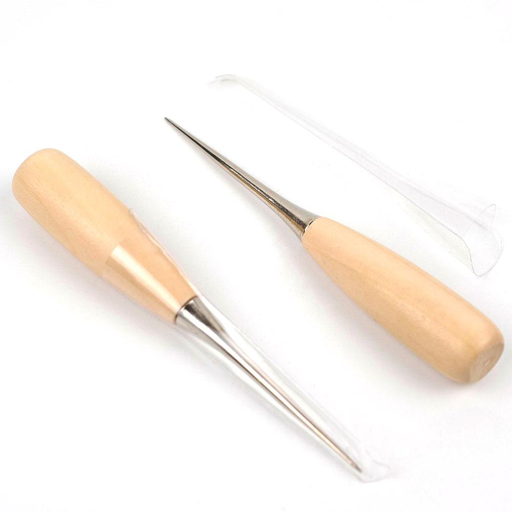 Silicone World 2 Stück Holzgriff Ahle DIY Zelt Nähahle Schuhreparaturwerkzeug Handnäher Lederhandwerk Ahle Locheisen Werkzeuge