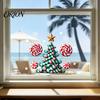Easy Peel And Stick Wall Mural Candy Christmas Tree Window Static Sticker, Waterproof PVC Removable Customizable Seasonal Art Glass Clings, Decorative