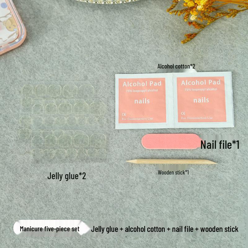 

Kids Nail Art Kit with Jelly Glue, Wooden Stick, Nail File, and Alcohol Cotton Pad