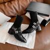 Elastic French Rhinestone Knitted Ankle Boots: Women's 2025 Skinny Chunky High Heel Mary Jane Sock Style.