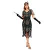1920s Gatsby Sequined Evening Gown with Tassels