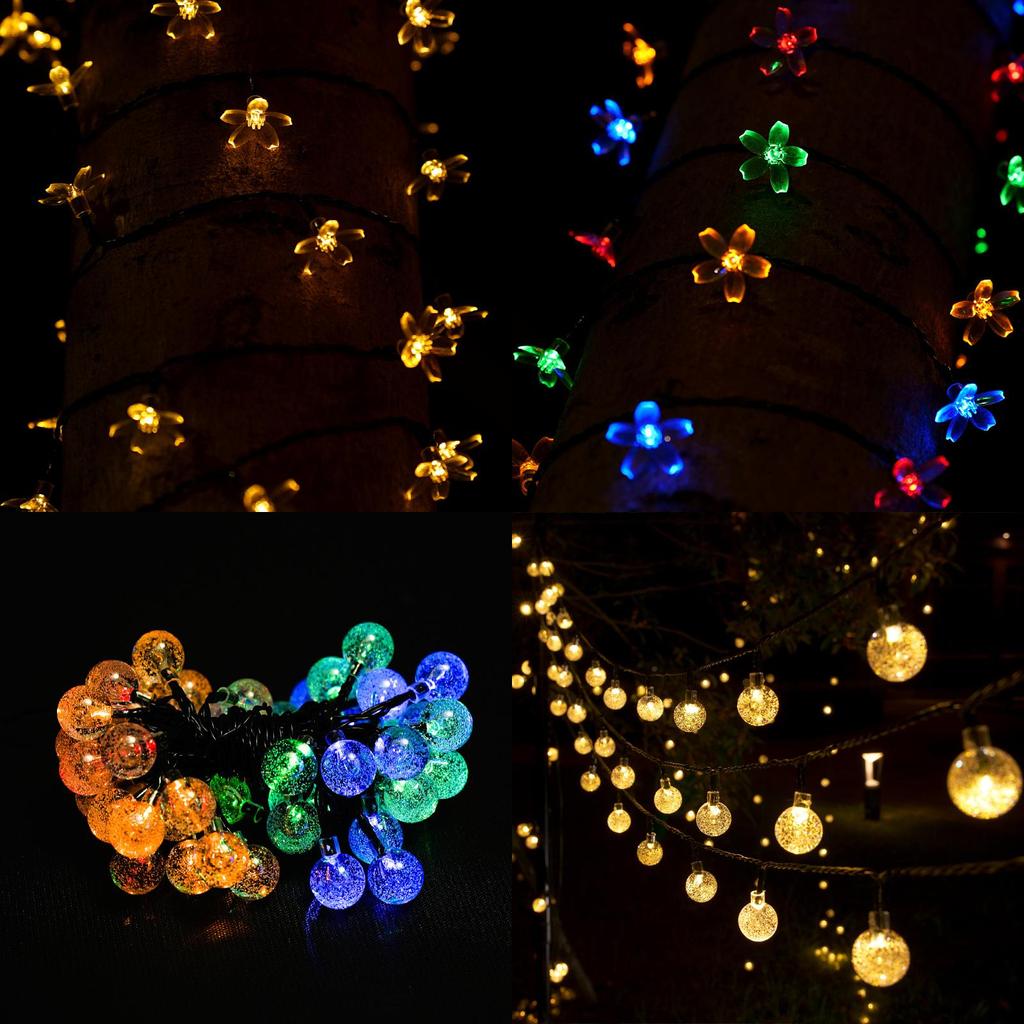 Solar Garden Led String Lights Waterproof For Patio Party And Holiday Decor