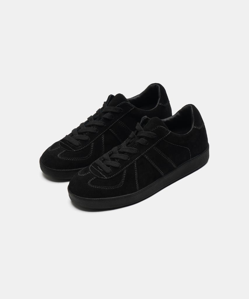 6Ft 5In Hi Suede German Army Sneakers Height-Increasing Version - Matte Black