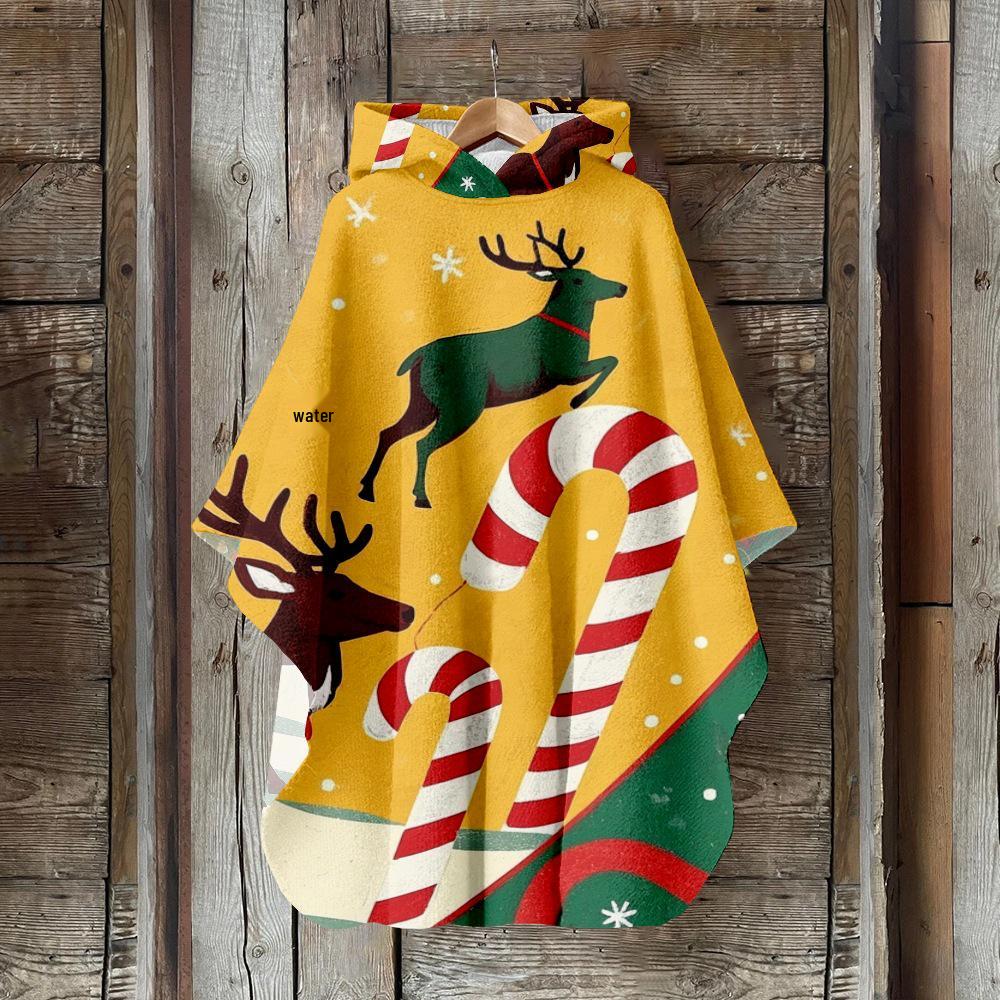 Digital Print Women's Hooded Cloak for Halloween and Christmas