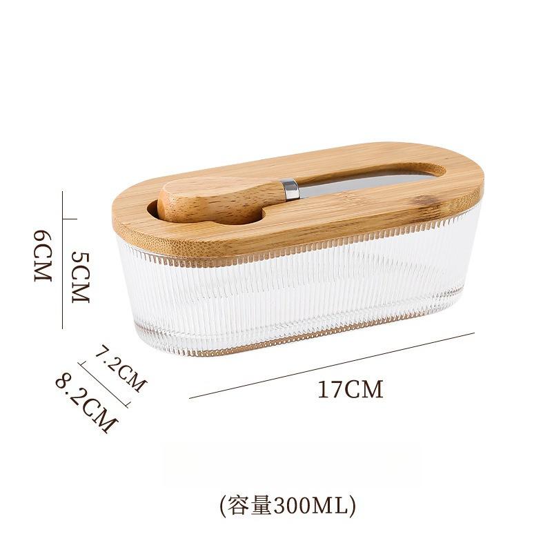 Western Glass Sealed Butter Box with Lid Spatula Rectangular Household Cheese Fresh-keeping Jar Household Cheese Box