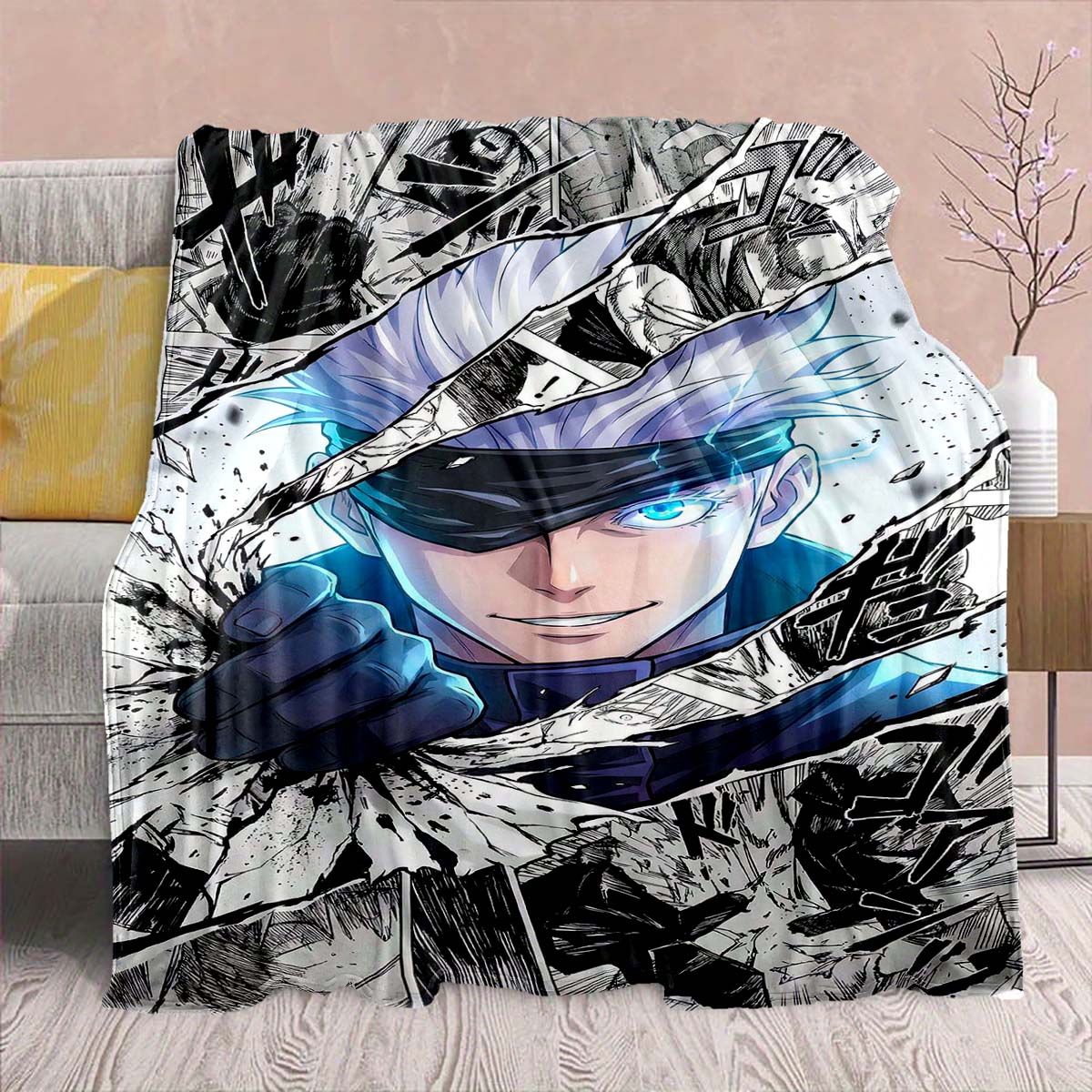 

Jujutsu Kaisen Anime Flannel Blanket - Soft Warm Perfect for Sofa, Bedding Camping Travel Office Home Decor 75x90cm
