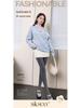 SK553 Women's Gray Slimming Fleece-Lined Stripe Pantyhose - Warm Autumn/Winter Style