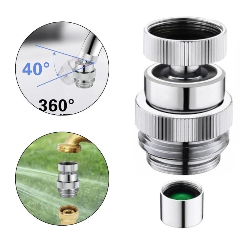 360 Degree Rotating Garden Hose Faucet Adapter Brass Thread LeakProof Design For Effortlessly Watering Car Washing