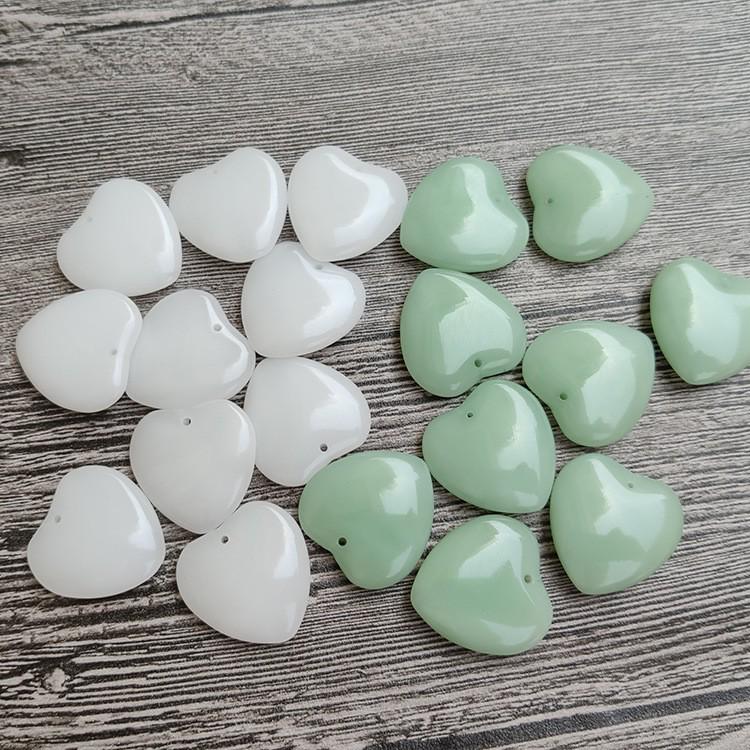 Jade Heart Pendant Necklace: White and Green Love Engraved Design