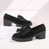Frühling und Herbst Einfarbig Schleife High Heels Dickbesohlt Einzelne Schuhe Modisch Neu Bequem Lässige Damen Schuhe