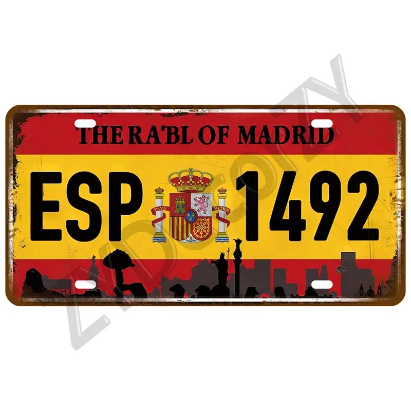 KLIOU Country Flag Tin Signs 15x30 Plaque France Spain Germany License Plate For Wall Home Restaurant Craft Bar Decor Metal Sign