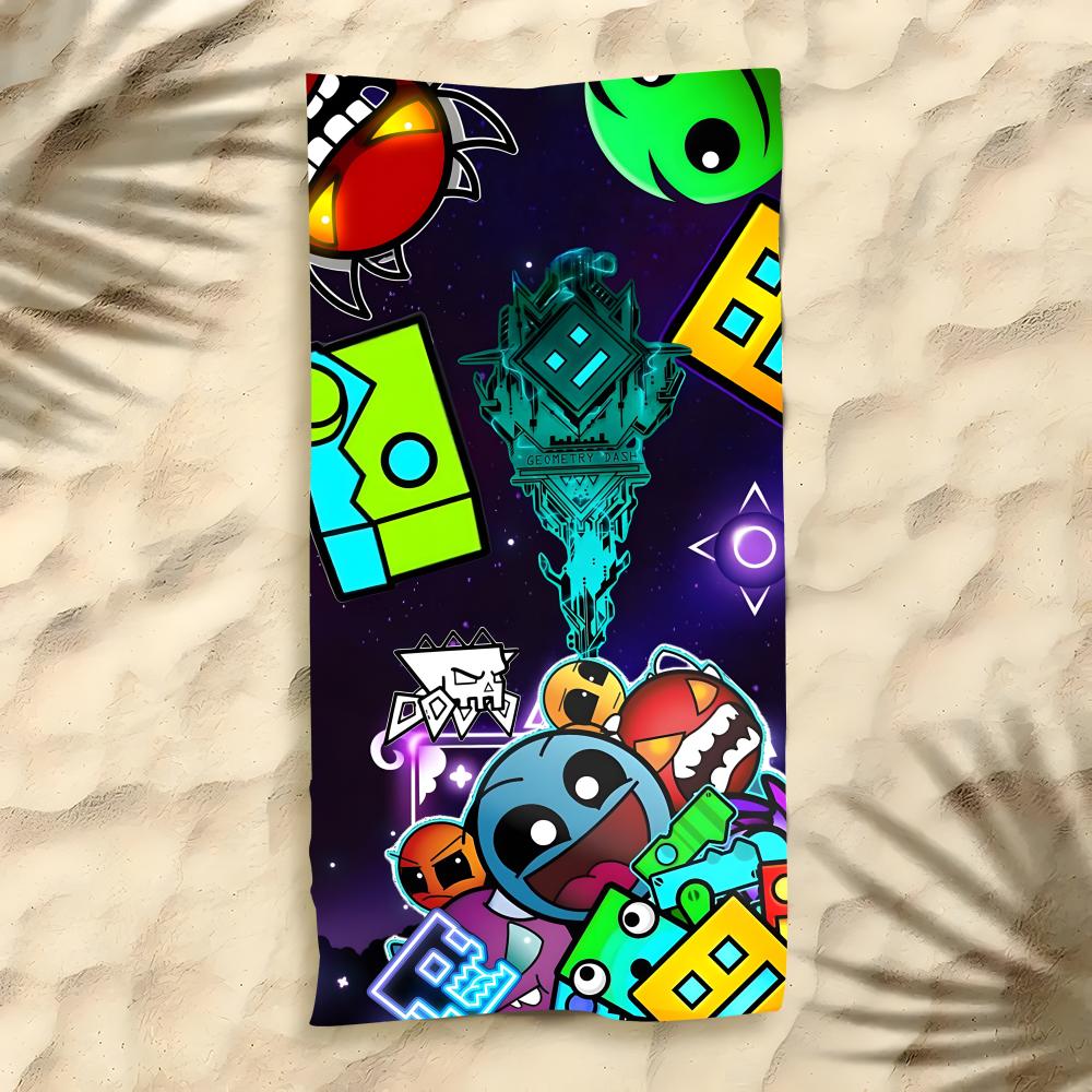 G-Geometry Dash Robtop Games Handtuch Polyester Strandtuch Schnelltrocknend Sandfrei Badetuch Für Sommer Pool Reise Urlaub