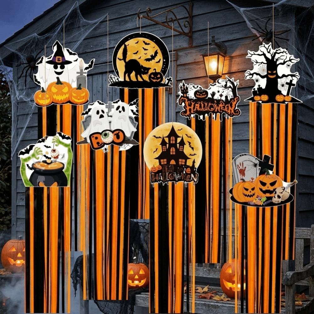 8Pcs Creative Halloween Pumpkin Hanging Decor DIY Halloween Hanging Sign Front Door