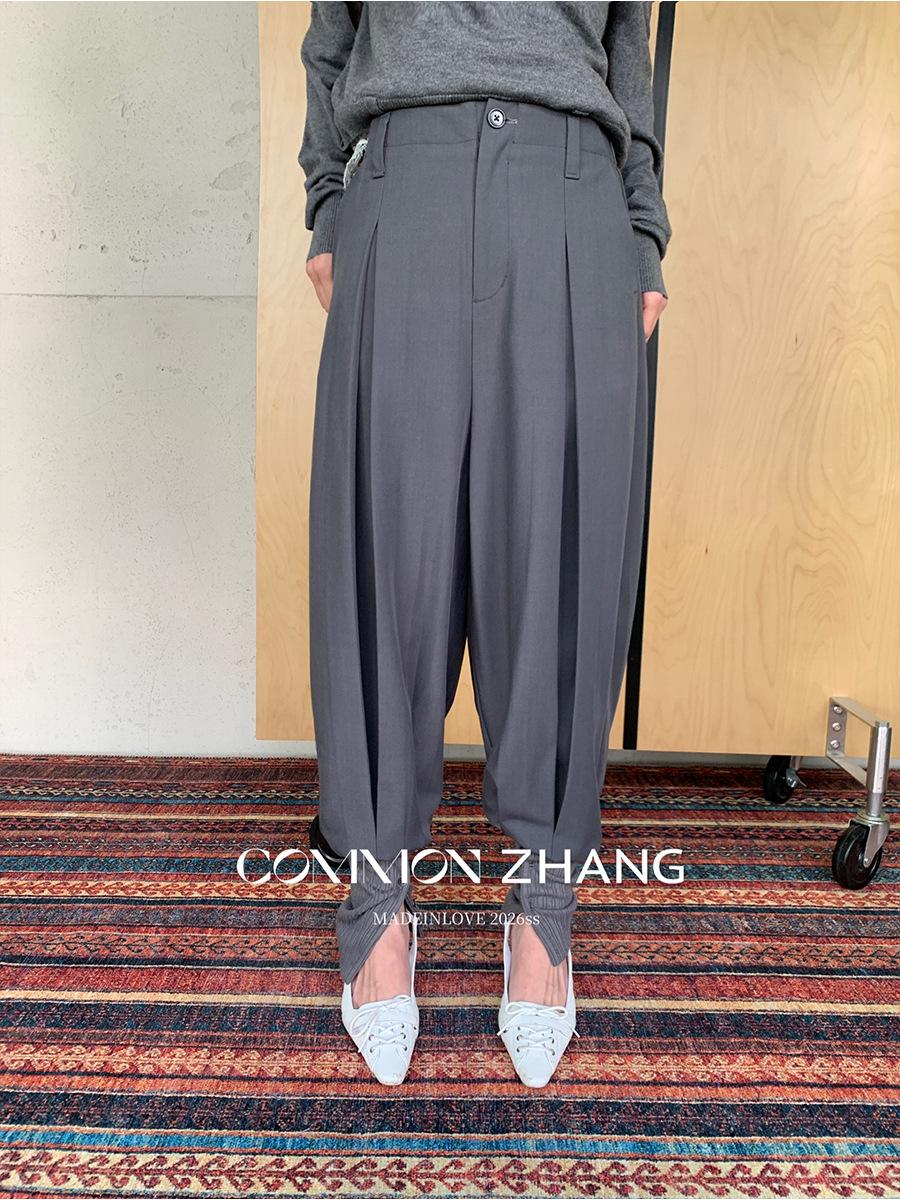 Chun Zhang Women s Low Rise Patchwork Harem Pants - Trendy, Loose-Fit Drawstring Style C11353 S